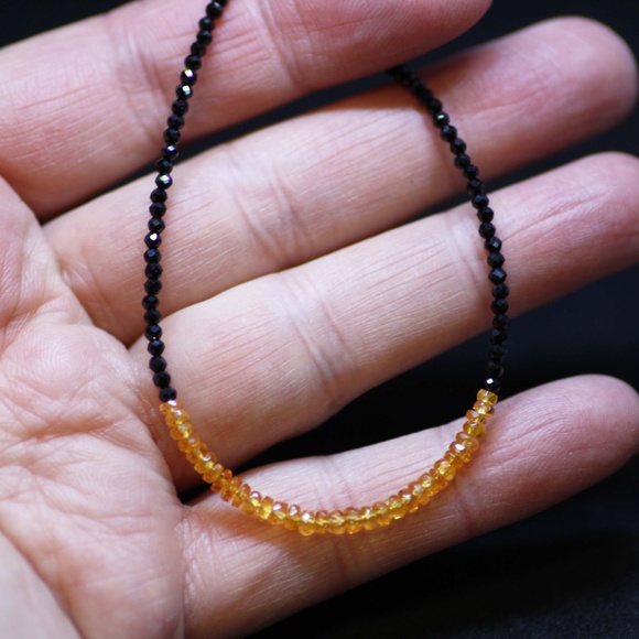 Handmade Natural Spinel, Mandarin Orange Garnet Bracelet 14K Gold Filled, 7" - Picture 6 of 6